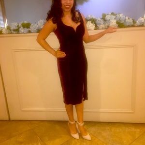 Dark purple velvet material dress